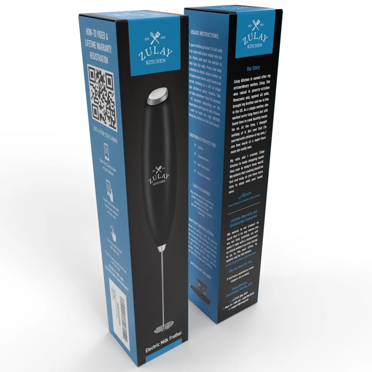 Zulay Kitchen Milk Frother Wand Drink Mixer